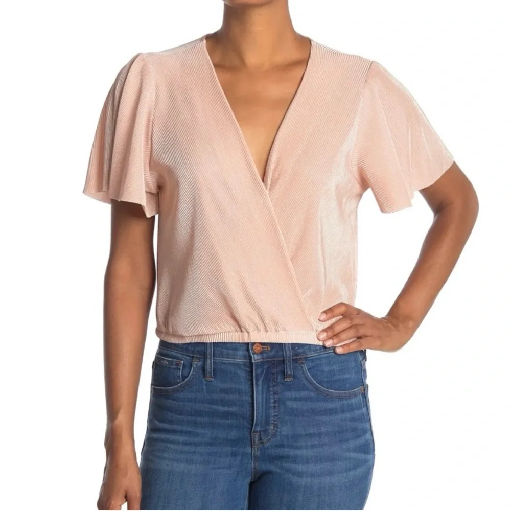 ASTR The Label Women's‎ Short Sleeve Plisse Top